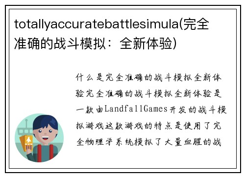 totallyaccuratebattlesimula(完全准确的战斗模拟：全新体验)